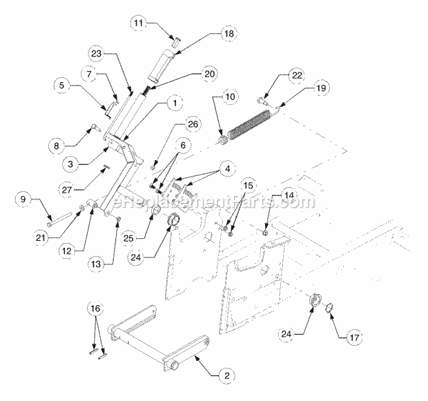 Implement Lift Handle (Mfg Date 11-02-03 & Af Diagram and Parts List for 2166 13A-214G100, 13A-254G100 Cub Cadet Lawn Tractor